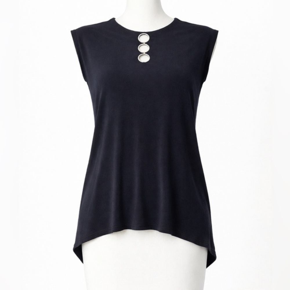 Vintage Coco Bianco Small Top Black Sleeveless Top Slinky Y2K clubbing